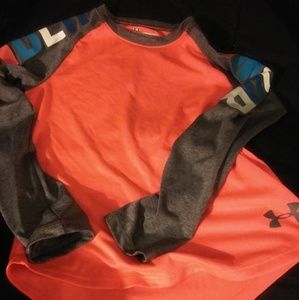 Girls 6 pink Grey under Armour baseball tee NWT